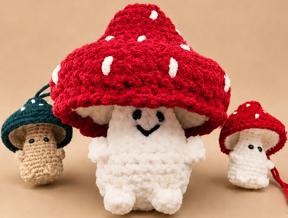 Crochet Mushroom Mascot, Patch & Stitch PDF Pattern